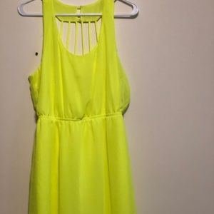 Neon Yellow Knee Length Dress